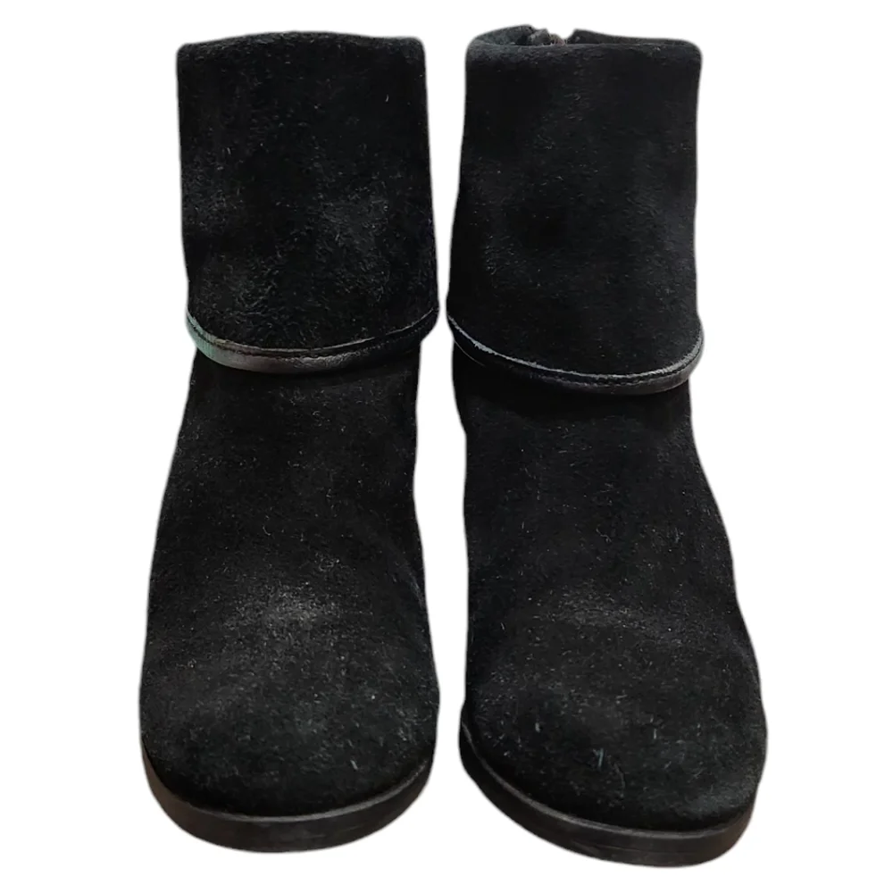 Vince Camuto Hamilton Black Suede Leather Block Heel Ankle Boots Booties